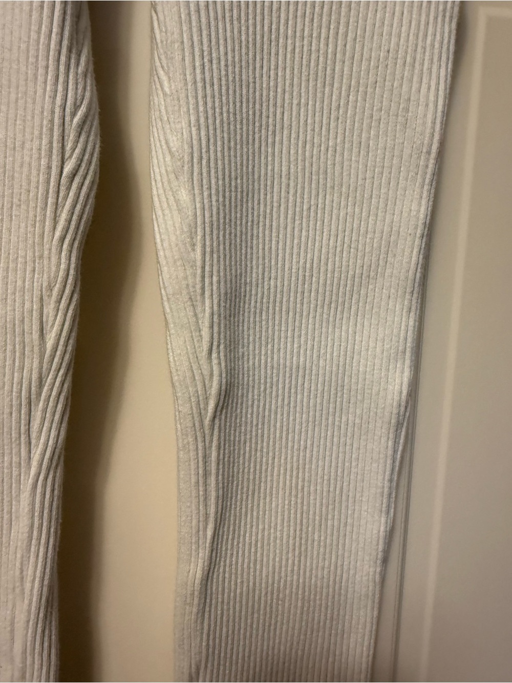 White Ribbed Drawstring Leggings - Picture 2 of 3